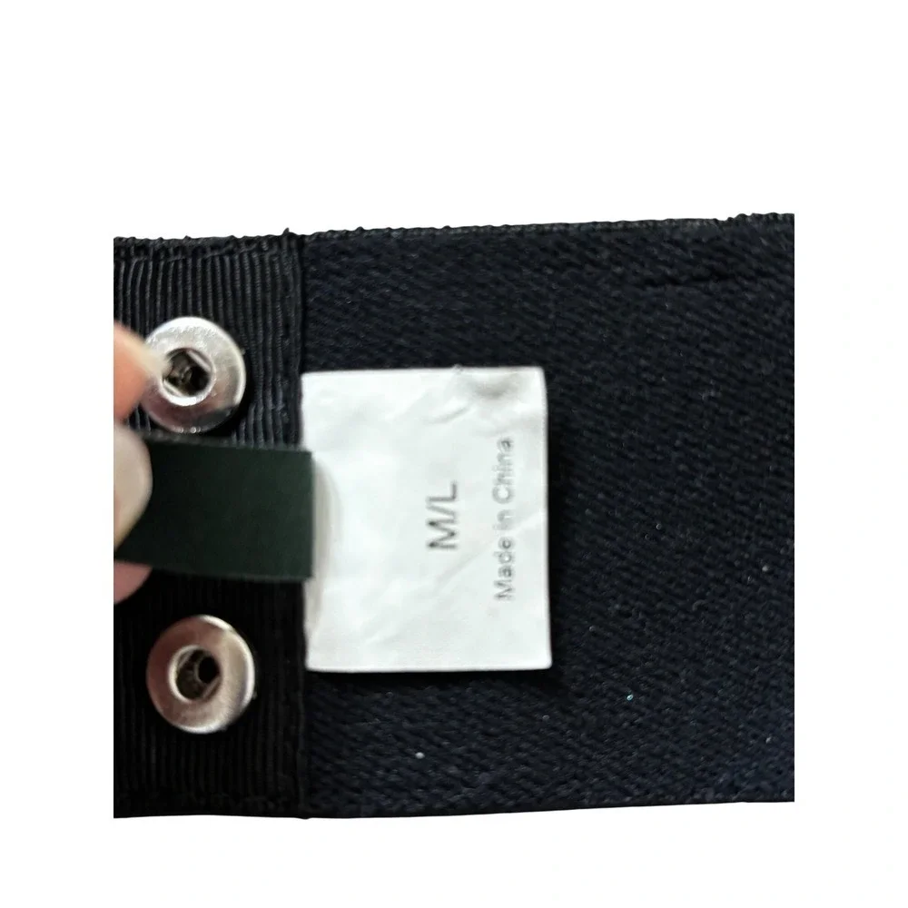 J. Crew Black Elastic Belt Embellished Flowers Rhinestones Snap Closure M L - Picture 5 of 8